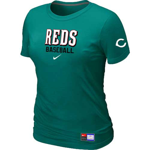 Cincinnati Reds Nike Womens Short Sleeve Practice T Shirt L-Green