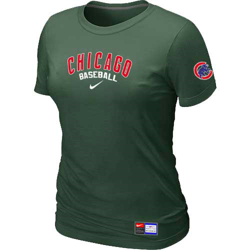 Chicago Cubs Nike Womens Short Sleeve Practice T Shirt D-Green
