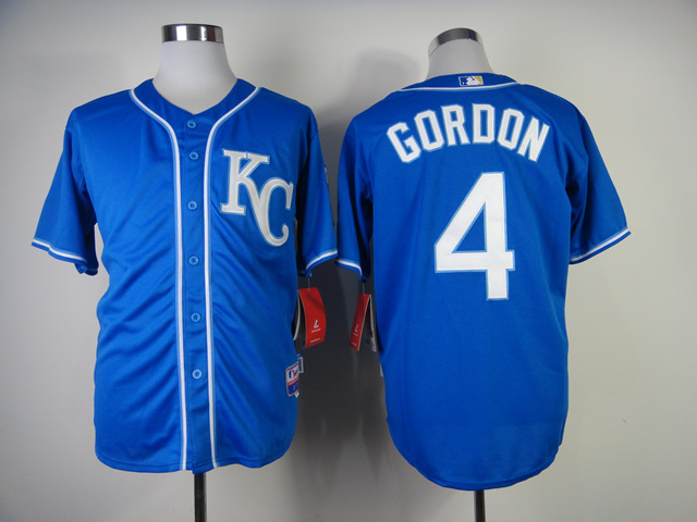 MLB Kansas City Royals 4 Gordon Blue Cool Base Jersey