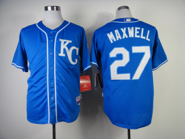 MLB Kansas City Royals 27 Maxwell Blue Cool Base Jersey