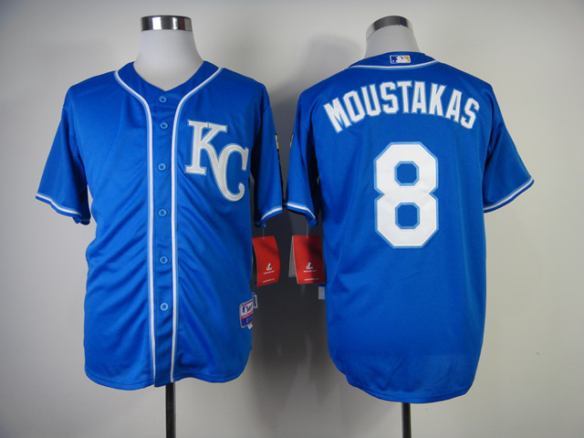 MLB Kansas City Royals 8 Moustakas Blue Cool Base Jersey