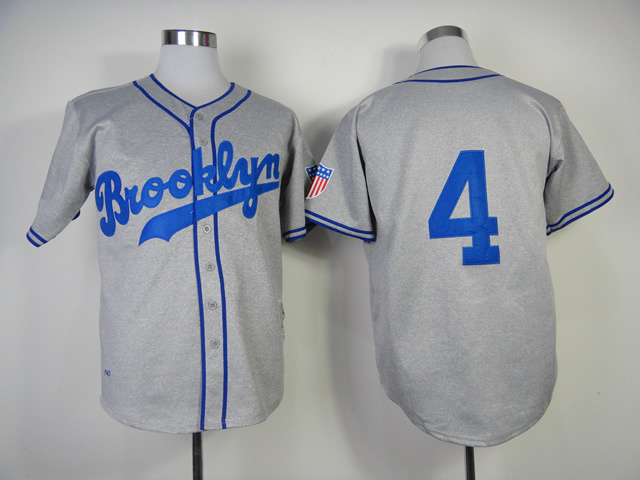 MLB Jerseys Brooklyn Dodgers #4 Babe Herman Grey M&N Jersey