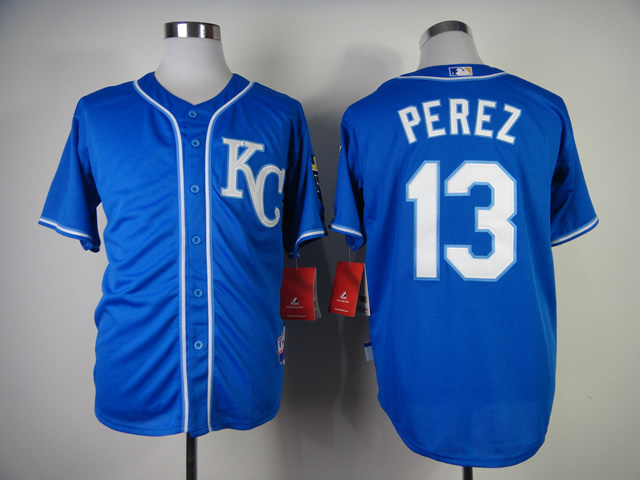 MLB Kansas City Royals #13 Perez Blue Cool Base Jersey