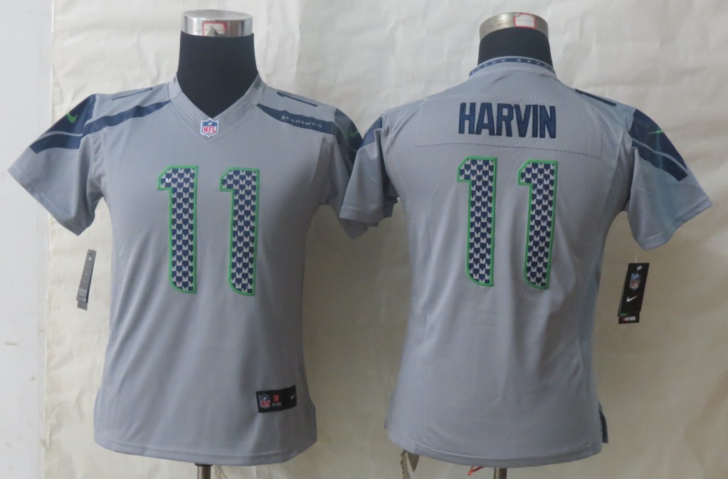 Women Nike Seattle Seahawks 11 Harvin Grey Limited Jerseys