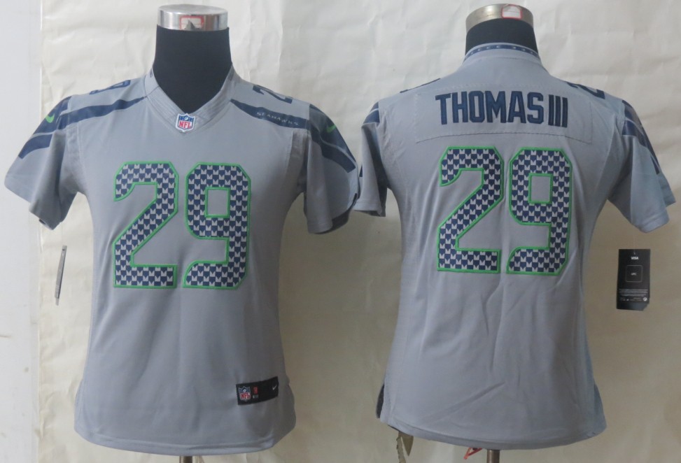 Women Nike Seattle Seahawks 29 Thomas III Grey Limited Jerseys