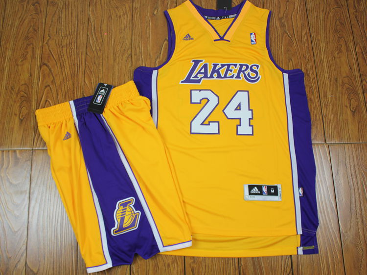 NBA Los Angeles Lakers #24 Kobe Revolution 30 Yellow Jersey & Short Suit