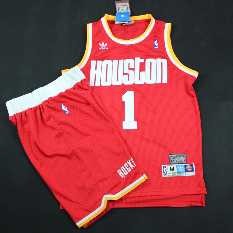 NBA Houston Rockets #1 Tracy McGrady Red Jersey & Short Suit