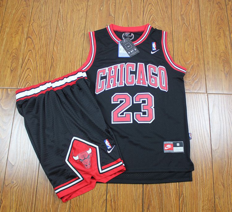 NBA Chicago Bulls #23 Jordan Black Jersey & Short Suit