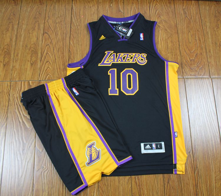 NBA Los Angeles Lakers #10 Nash Revolution 30 Black Jersey & Short Suit