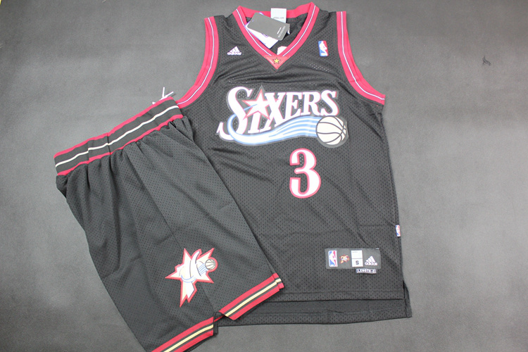 NBA Philadelphia 76ers #3 Black Iverson Jersey Short Suit