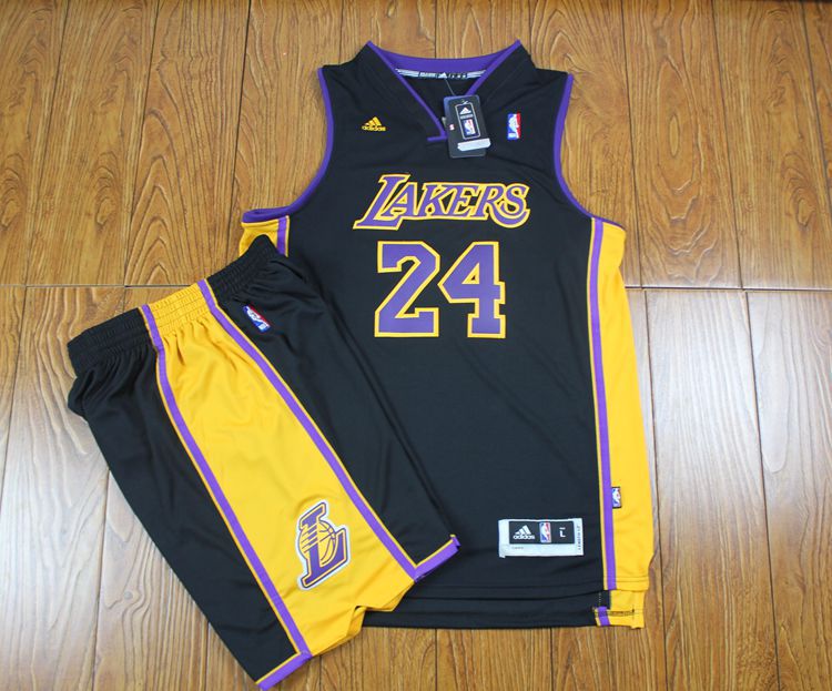NBA Los Angeles Lakers #24 Kobe Revolution 30 Black Jersey & Short Suit
