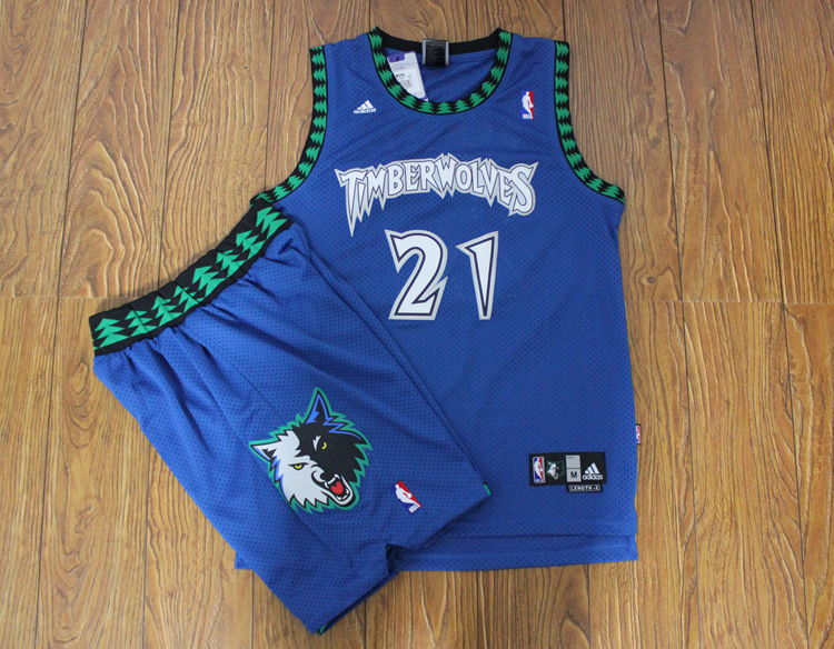 NBA Minnesota Timberwolves #21 Blue Kevin Garnett Jersey & Short Suit