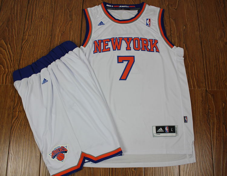 NBA New York knicks #7 Anthony White Jersey & Short Suit