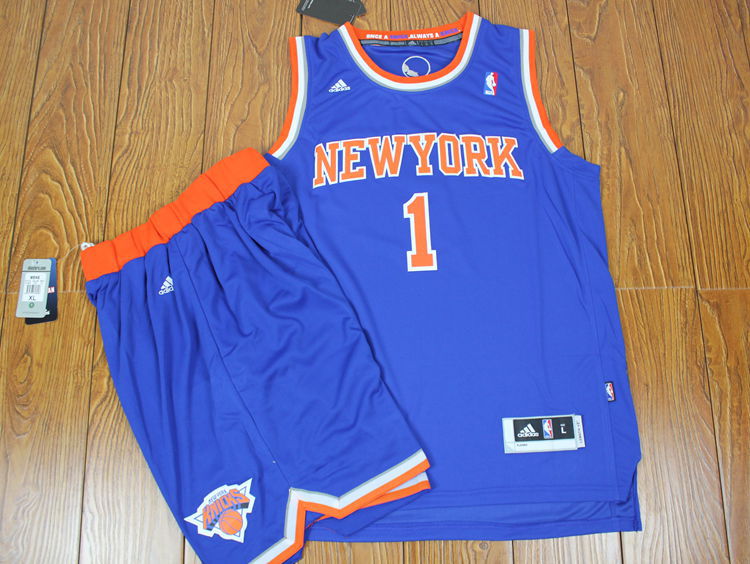 NBA New York Knicks #1 Stoudemire Blue Jersey & Short Suit