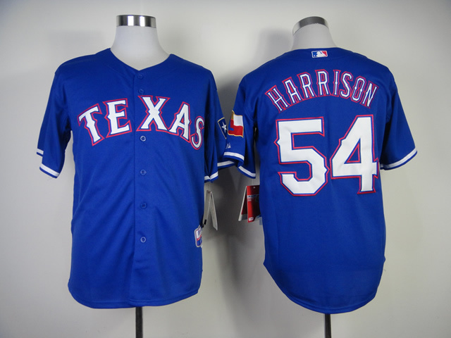MLB Jerseys Texas Rangers #54 Harrison Blue Jersey