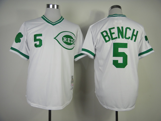 MLB Cincinnati Reds #5 Bench White Green Letters Jersey