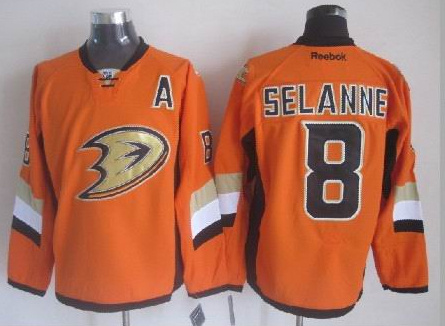 NHL Anaheim Ducks #8 Teemu Selanne Orange Jersey