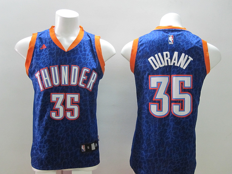 NBA Oklahoma City Thunder #35 Durant Leopard Blue Jersey