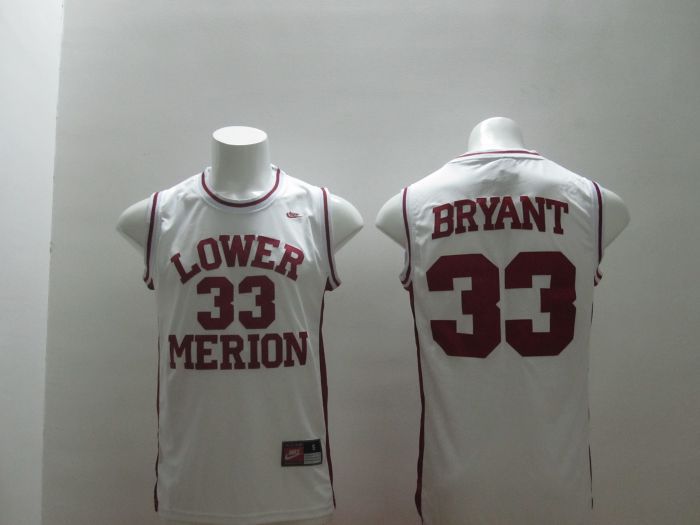 Kobe Bryant White Jersey, Lower Merion High School #33 NBA Jersey