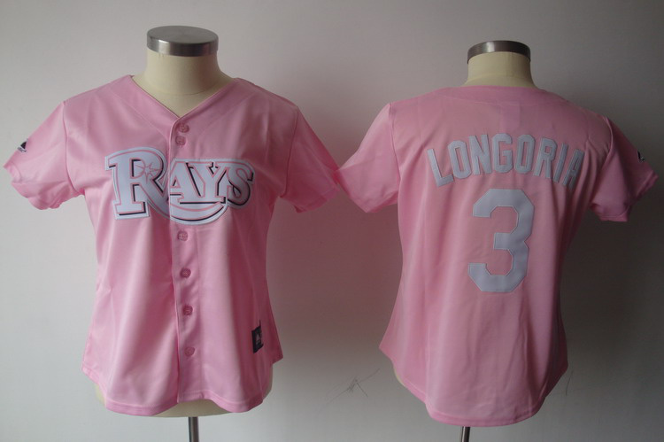 MLB Tampa Bay Devil Rays #3 LONGORIA Pink 2011 Womens Jersey
