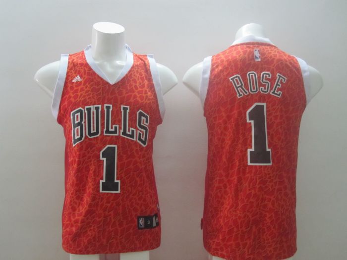 NBA Chicago Bulls #1 Rose Red Leopard Jersey