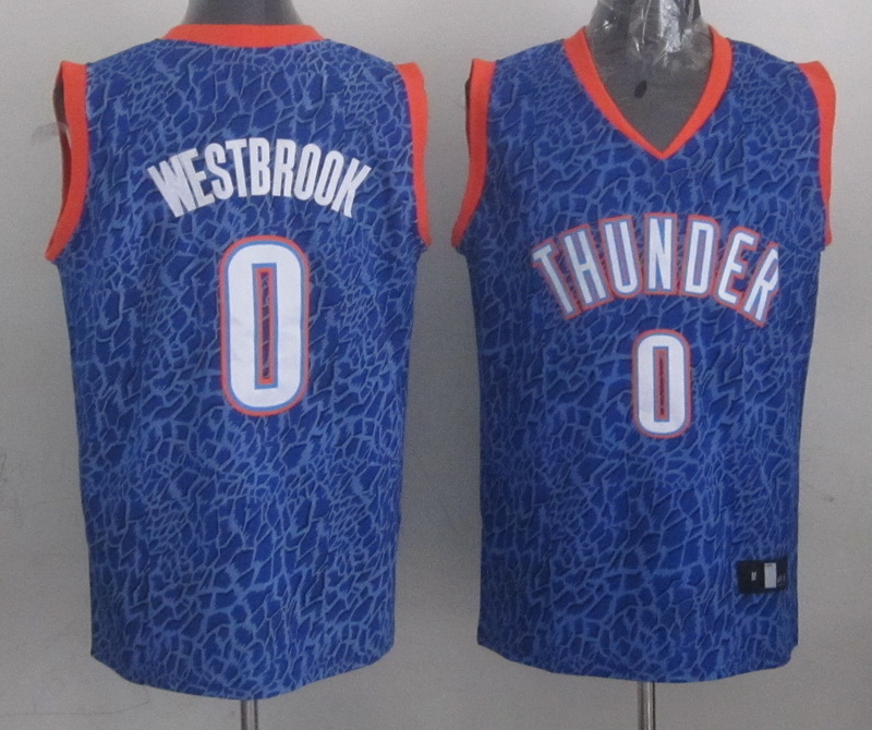 NBA Oklahoma City Thunder #0 Westbrook Blue Leopard Jersey
