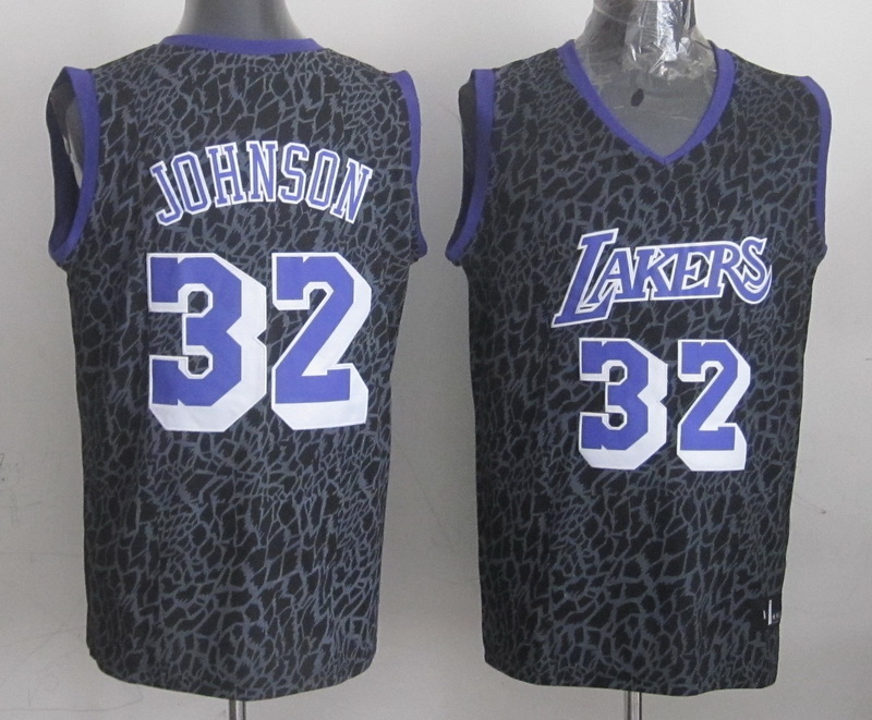 NBA Los Angeles Lakers #32 Johnson Black Leopard Jersey