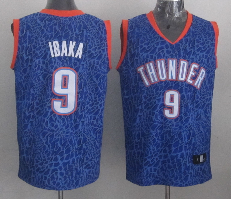 NBA Oklahoma City Thunder #9 Ibaka Blue Leopard Jersey