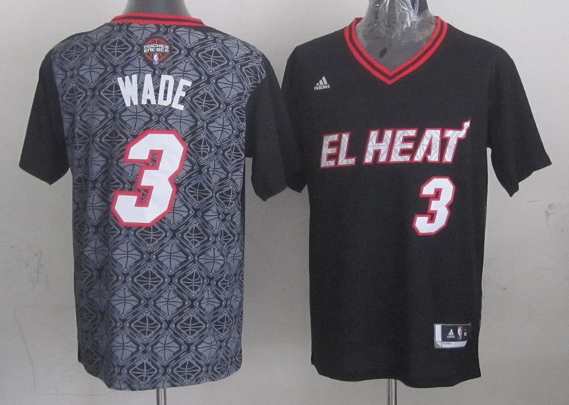 NBA Miami Heat #3 Wade Latin Night Black Jersey