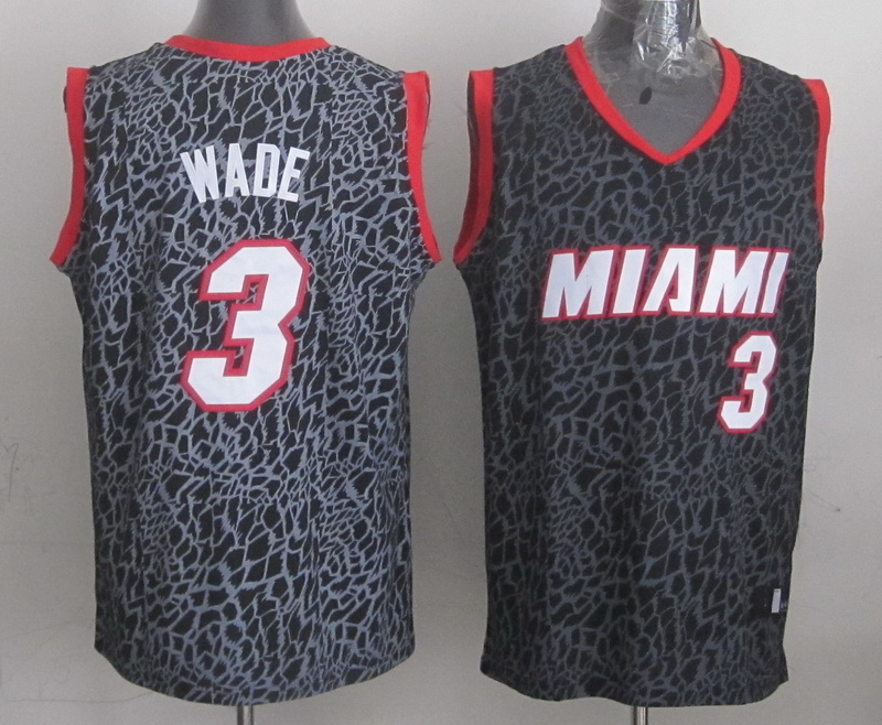 NBA Miami Heat #3 Wade Black Leopard Jersey
