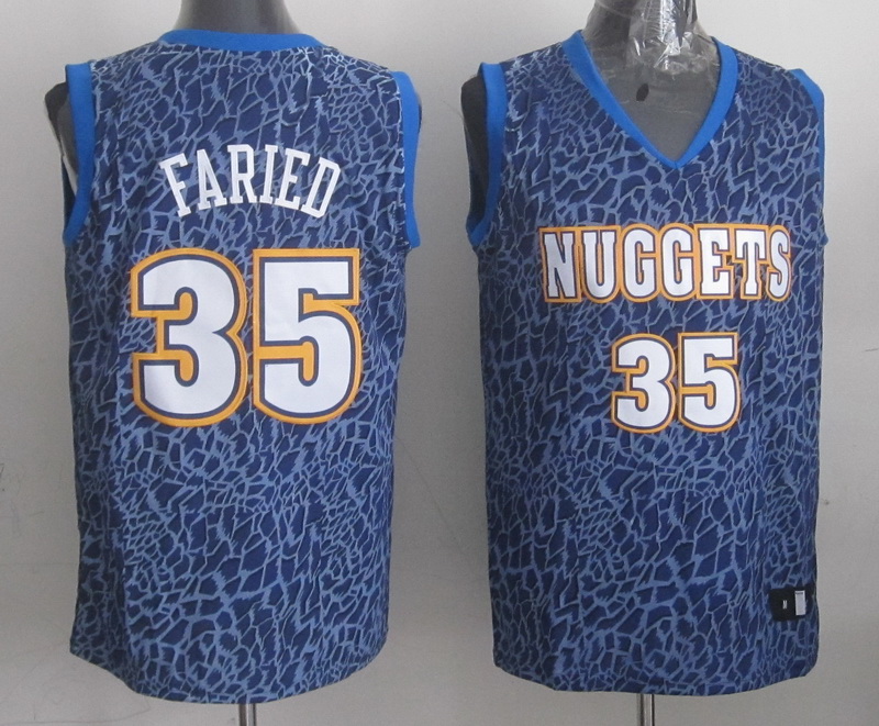 NBA Denver Nuggets #35 Faried Blue Leopard Jersey