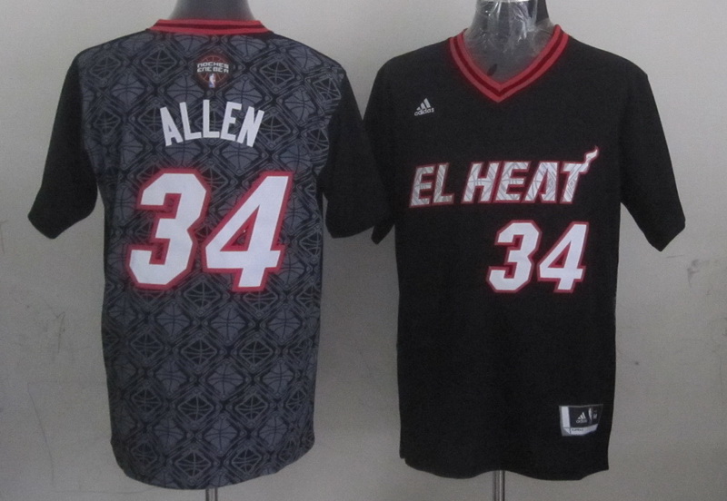 NBA Miami Heat #34 Allen Latin Night Black Jersey