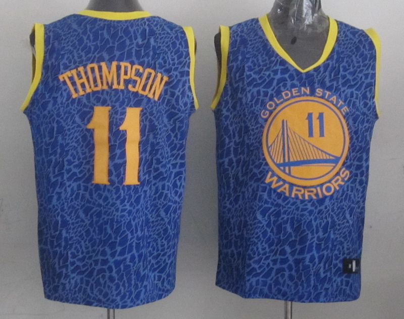 NBA Golden State Warriors #11 Thompson Blue Leopard Jersey