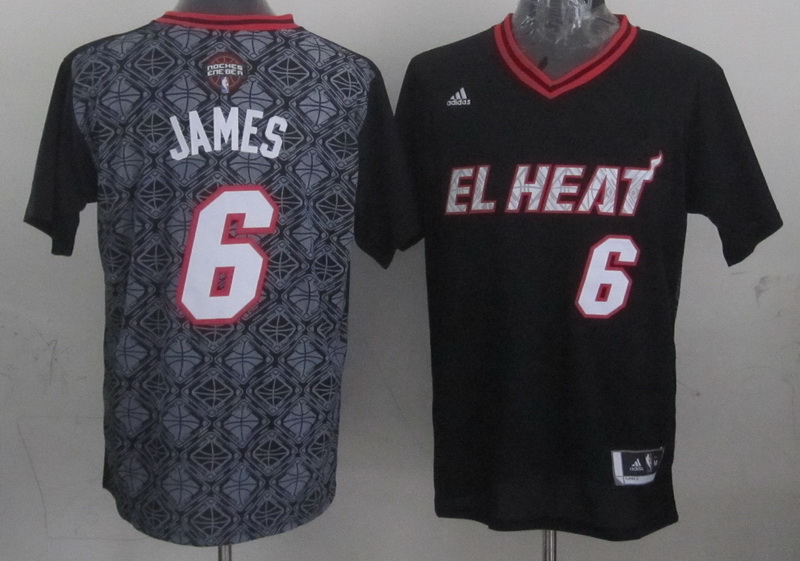 NBA Miami Heat #6 James Latin Night Black Jersey