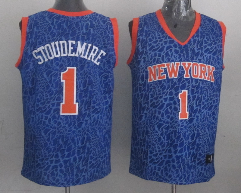NBA New York Knicks #1 Stoudemire Blue Leopard Jersey