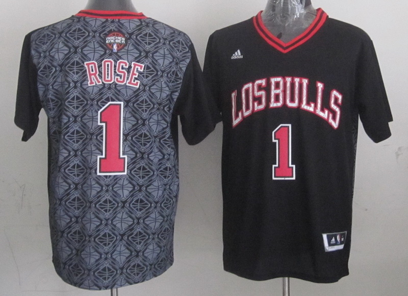 NBA Chicago Bulls #1 Derrick Rose Latin Nights Black Jersey