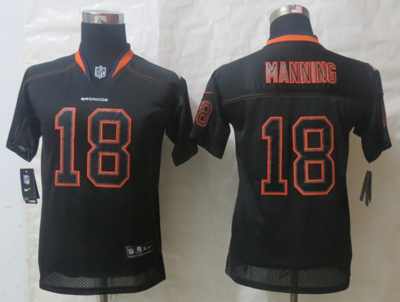 Youth Nike Denver Broncos 18 Manning Lights Out Black Elite Jerseys