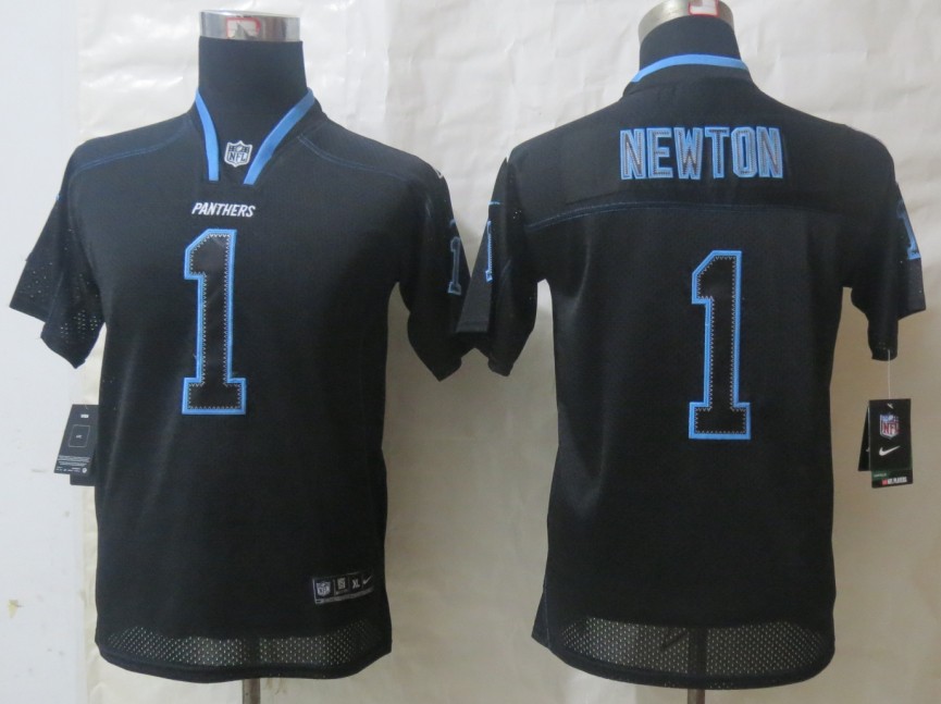 Youth Nike Carolina Panthers 1 Newton Lights Out Black Elite Jerseys