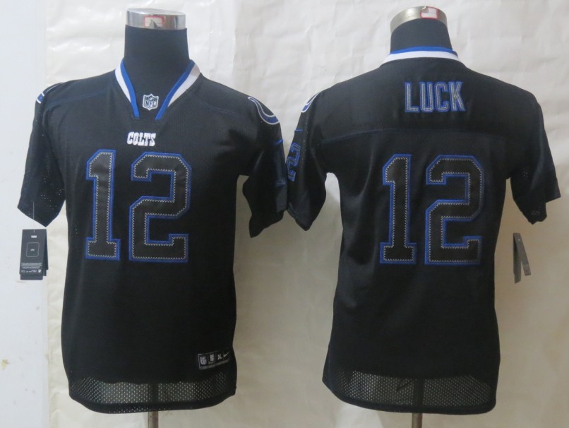 Youth Nike Indianapolis Colts 12 Luck Lights Out Black Elite Jerseys