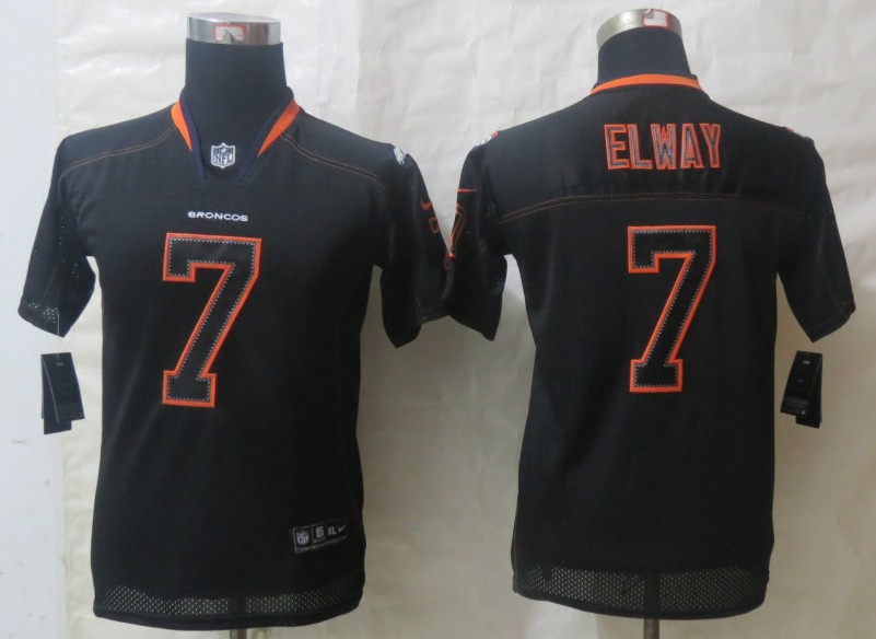Youth Nike Denver Broncos 7 Elway Lights Out Black Elite Jerseys