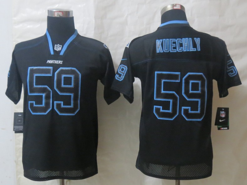 Youth Nike Carolina Panthers 59 Kuechly Lights Out Black Elite Jerseys