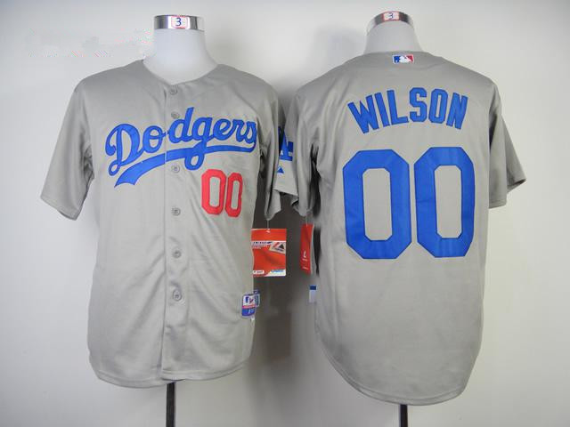 Los Angeles Dodgers #00 Wilson White Gray Cool Base