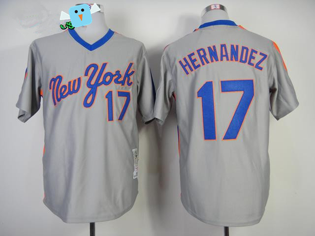 New York Mets #17 Keith Hernandez Gray 1987 Pullover Throwback M&N