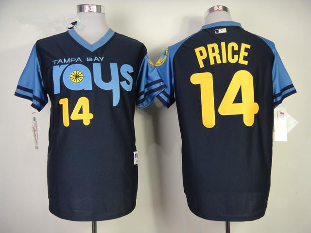 Tampa Bay Rays #14 David Price Authentic 1970s Turn Back The Clock Jersey