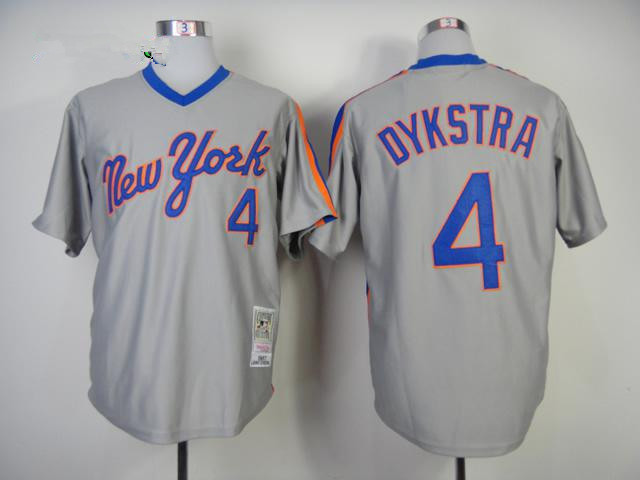 New York Mets #4 Lenny Dykstra Authentic 1987 Road Jersey by Mitchell & Ness