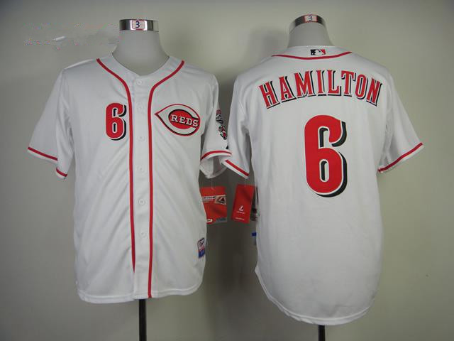 MLB Cincinnati Reds #6 Hamilton White Jersey