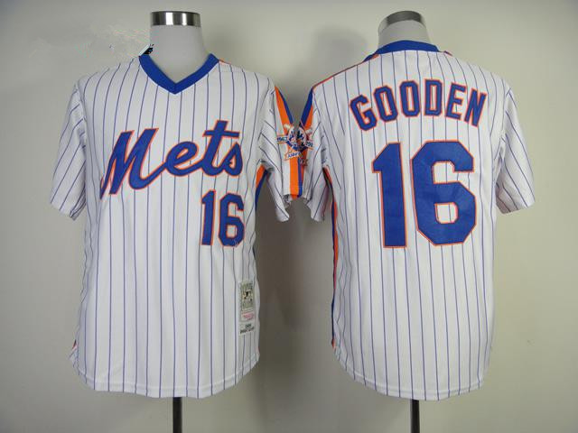 New York Mets #16 Dwight Gooden Authentic 1986 Home Jersey by Mitchell & Ness