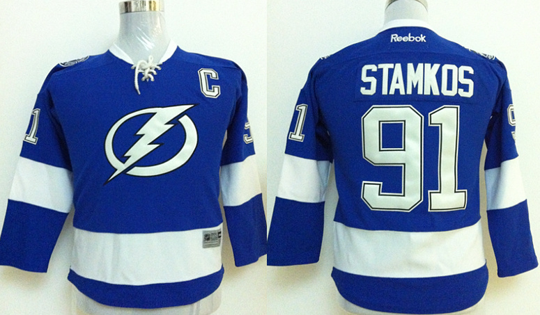 NHL Tampa Bay Lightning #91 Steven Stamkos Kids Blue Jersey