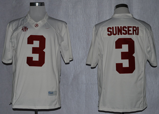 Alabama Crimson Tide Vinnie Sunseri 3 Crimson White Jersey