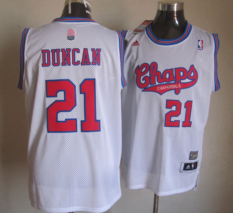 San Antonio Spurs #21 Tim Duncan White Chaparrals